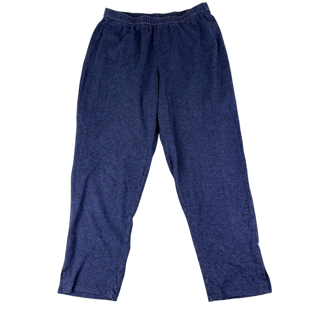 Eileen Fisher PS Navy Blue Organic Cotton Hemp Knit Lounge Pants Straight Leg